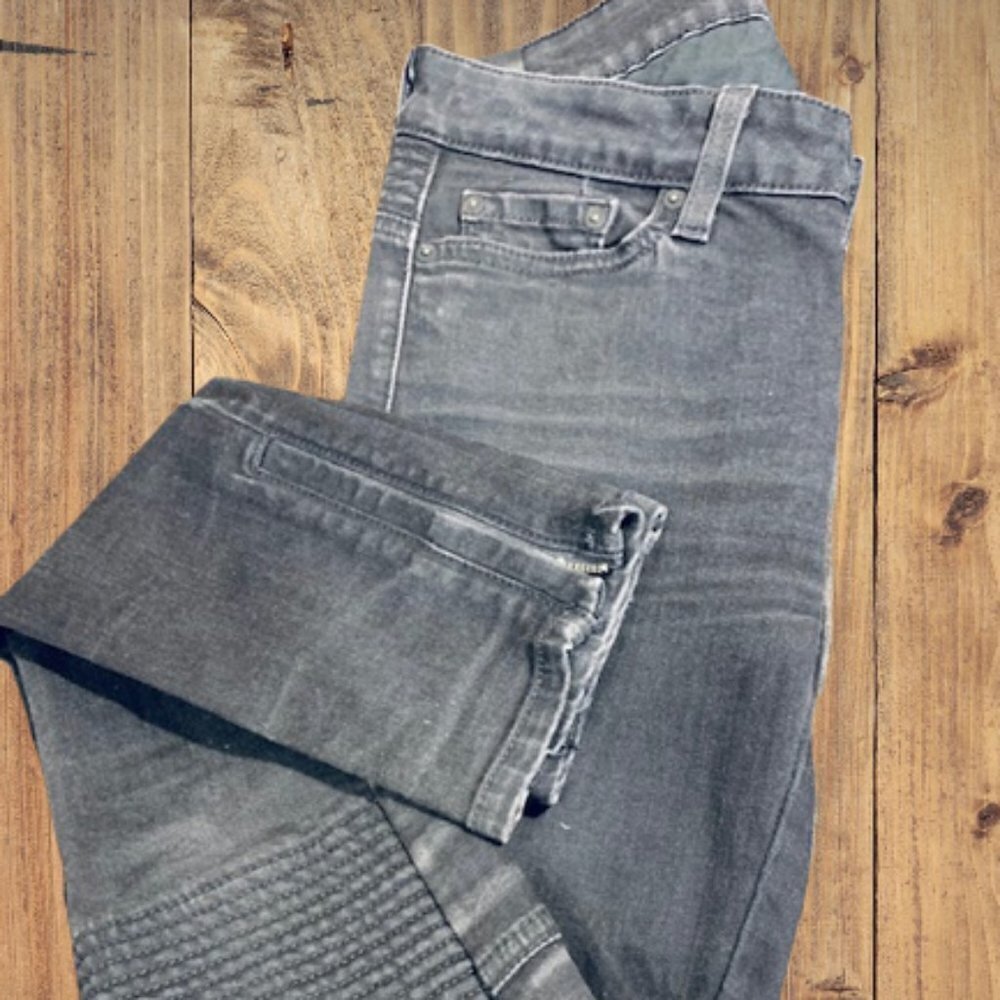 Vintage Black Skinny Distressed Charcoal Wash Jeans Ankle Zip by VINCE Size 25